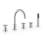 Load image into Gallery viewer, Sorlia Cross Handles Deck-Mount Roman Tub Faucet with Handshower
