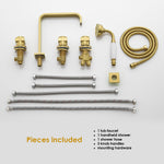 Load image into Gallery viewer, Vikran Triple Handle Deck-Mount Roman Tub Faucet Trim with Handshower
