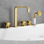Load image into Gallery viewer, Vikran Triple Handle Deck-Mount Roman Tub Faucet Trim with Handshower
