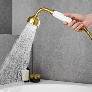 Vikran Triple Handle Deck-Mount Roman Tub Faucet Trim with Handshower