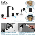 Load image into Gallery viewer, Vikran Triple Handle Deck-Mount Roman Tub Faucet Trim with Handshower
