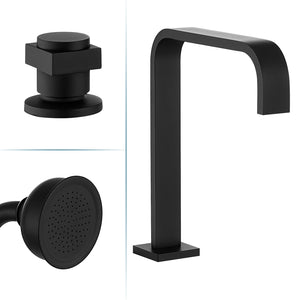 Vikran Triple Handle Deck-Mount Roman Tub Faucet Trim with Handshower