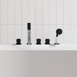 Vikran Triple Handle Deck-Mount Roman Tub Faucet Trim with Handshower