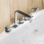 Load image into Gallery viewer, Vikran Triple Handle Deck-Mount Roman Tub Faucet Trim with Handshower
