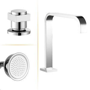 Vikran Triple Handle Deck-Mount Roman Tub Faucet Trim with Handshower