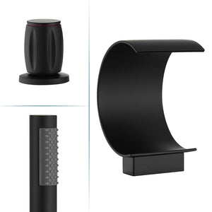 Recea Triple Handle Deck-Mount Roman Tub Faucet with Diverter and Handshower