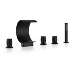 Load image into Gallery viewer, Recea Triple Handle Deck-Mount Roman Tub Faucet with Diverter and Handshower
