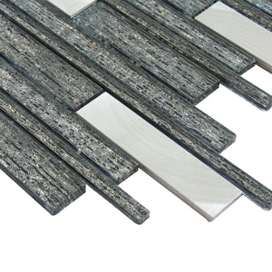 Ardcarn 11.8" x 10.9" Rectangular Laminated Glass Mosaic Mix Aluminum Wall Tile