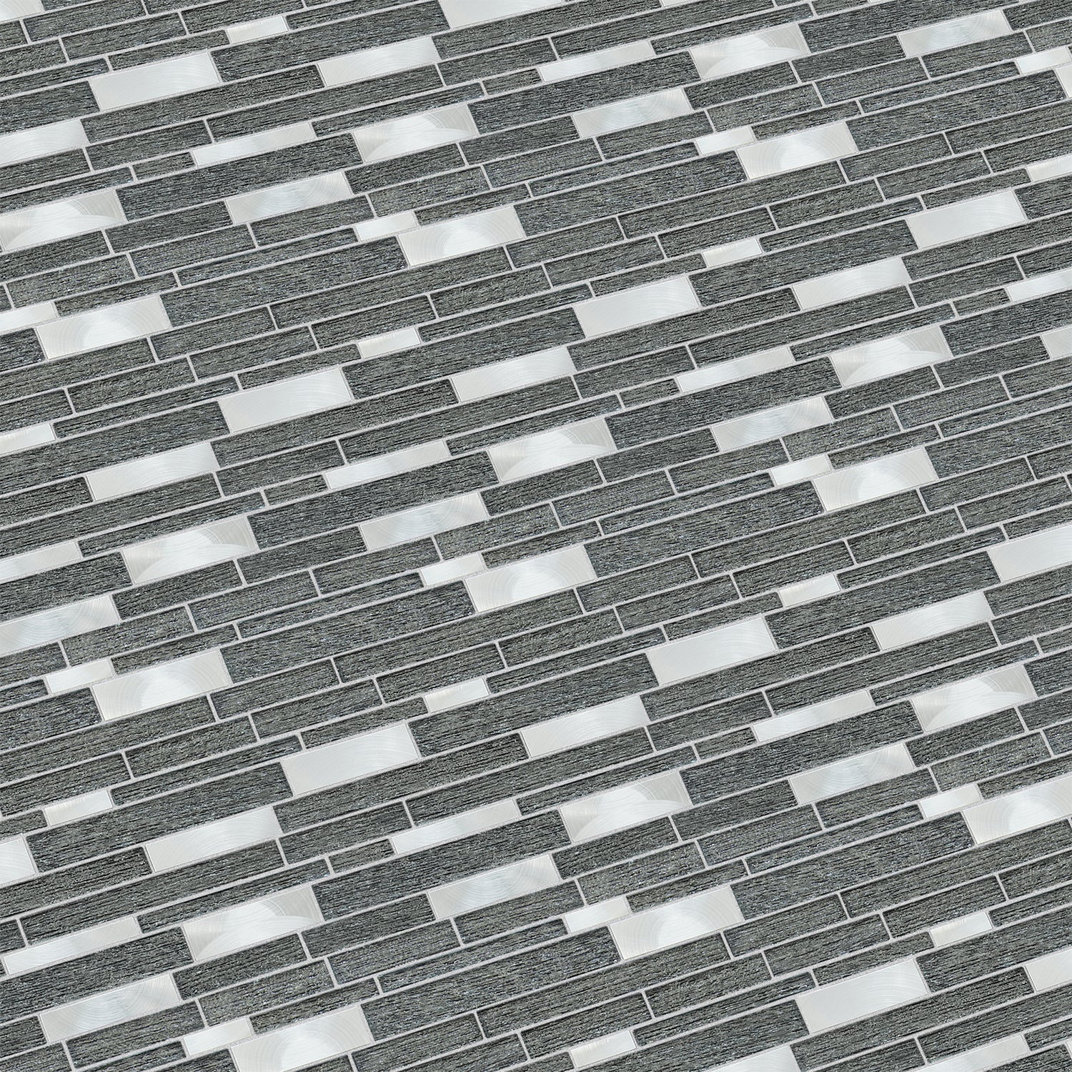Glena 11.8" x 11.8" Rectangular Laminated Glass Mosaic Mix Aluminum Wall Tile