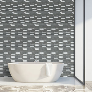 Glena 11.8" x 11.8" Rectangular Laminated Glass Mosaic Mix Aluminum Wall Tile