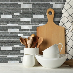 Glena 11.8" x 11.8" Rectangular Laminated Glass Mosaic Mix Aluminum Wall Tile