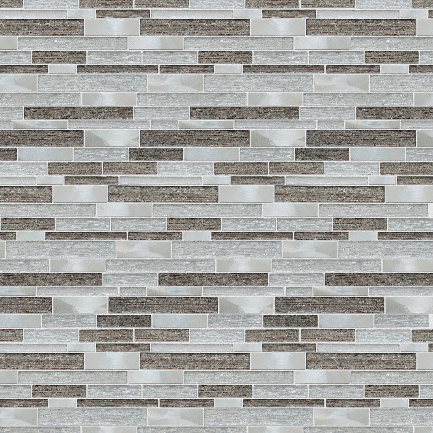 Glena 11.8" x 11.8" Rectangular Laminated Glass Mosaic Mix Aluminum Wall Tile