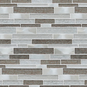 Glena 11.8" x 11.8" Rectangular Laminated Glass Mosaic Mix Aluminum Wall Tile