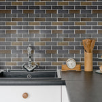 Load image into Gallery viewer, Lorca Subway Lava Stone Mosaic Floor and Wall Tile in Dark Grey
