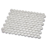 Load image into Gallery viewer, Huelva Glass Penny Mosaic Floor and Wall Tile in Light Gray
