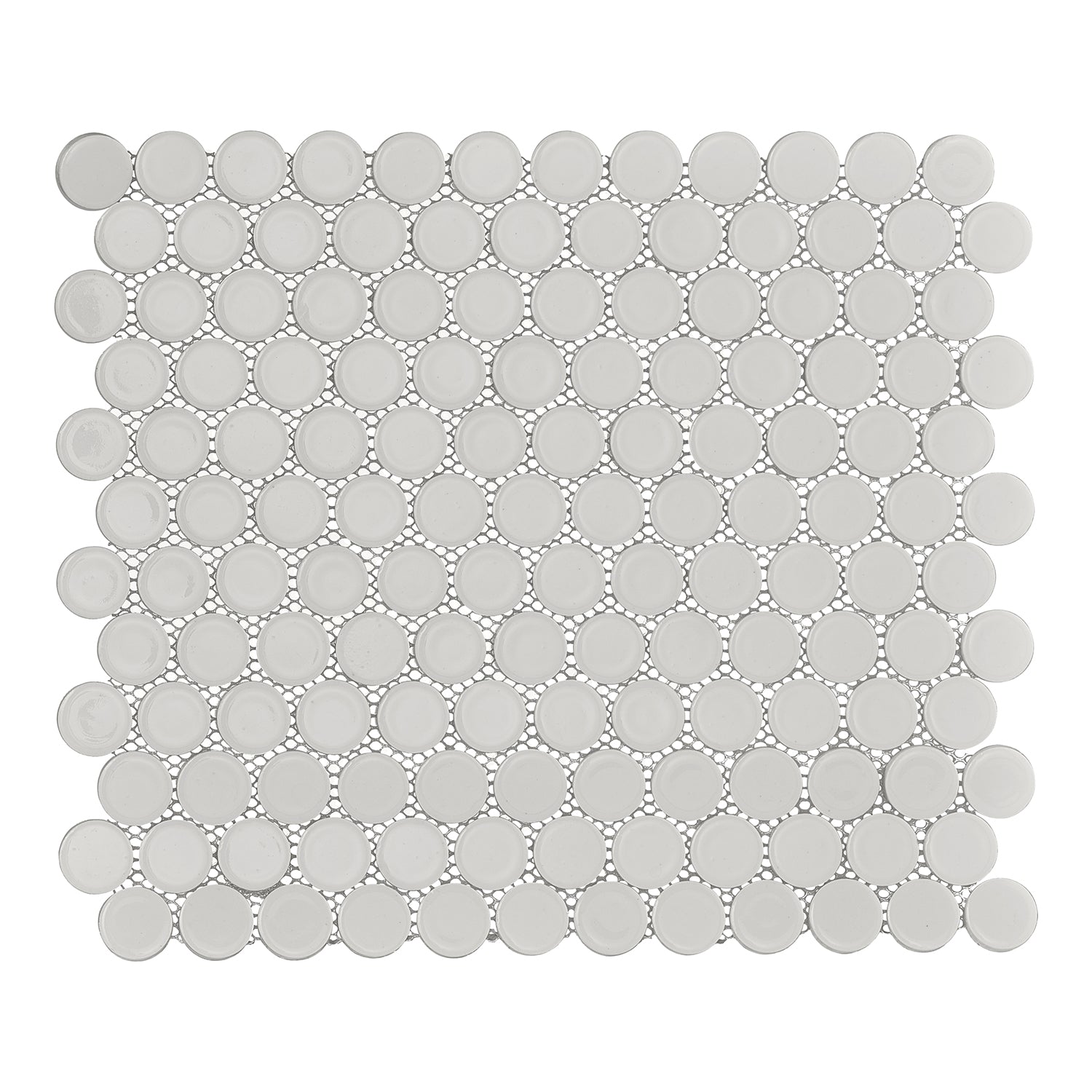 Huelva Glass Penny Mosaic Floor and Wall Tile in White