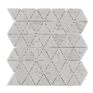 Burgos Carrara White Marble Triangle Mosaic Floor and Wall Tile
