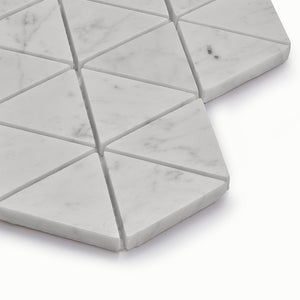 Burgos Carrara White Marble Triangle Mosaic Floor and Wall Tile