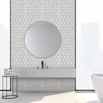 Load image into Gallery viewer, Burgos Carrara White Marble Triangle Mosaic Floor and Wall Tile
