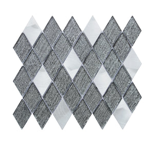 Ballagh 9.9" x 12" Diamond Laminated Glass Mosaic Mix Aluminum Wall Tile