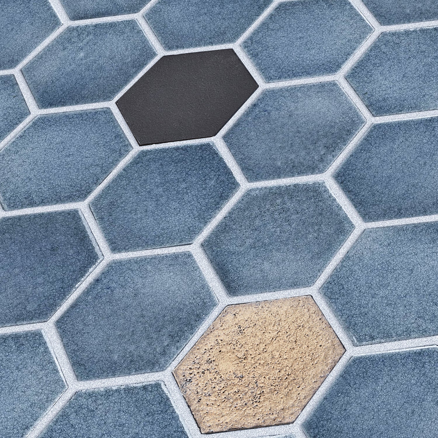 Lugo Lava Stone Mosaic Floor and Wall Tile in Blue