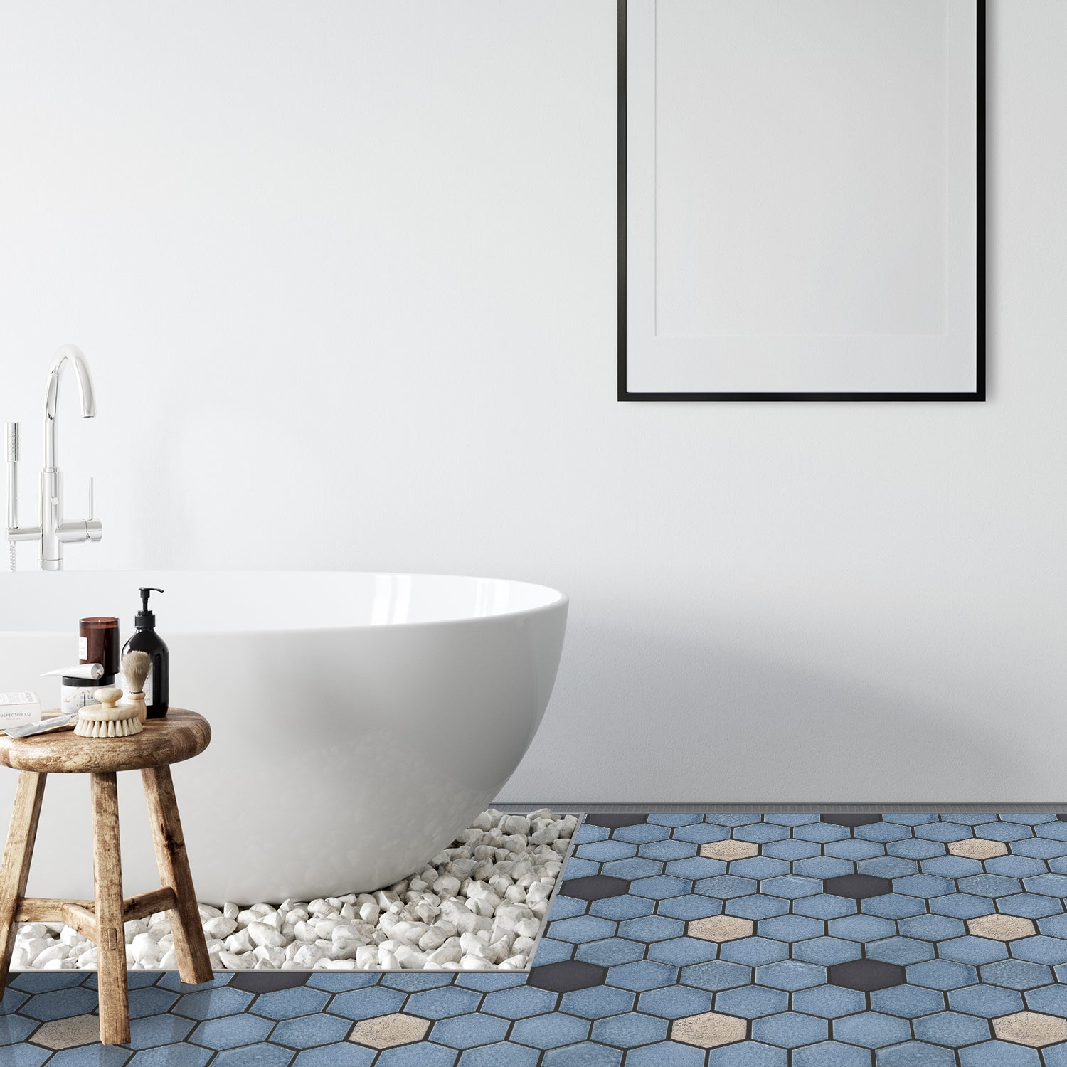 Lugo Lava Stone Mosaic Floor and Wall Tile in Blue
