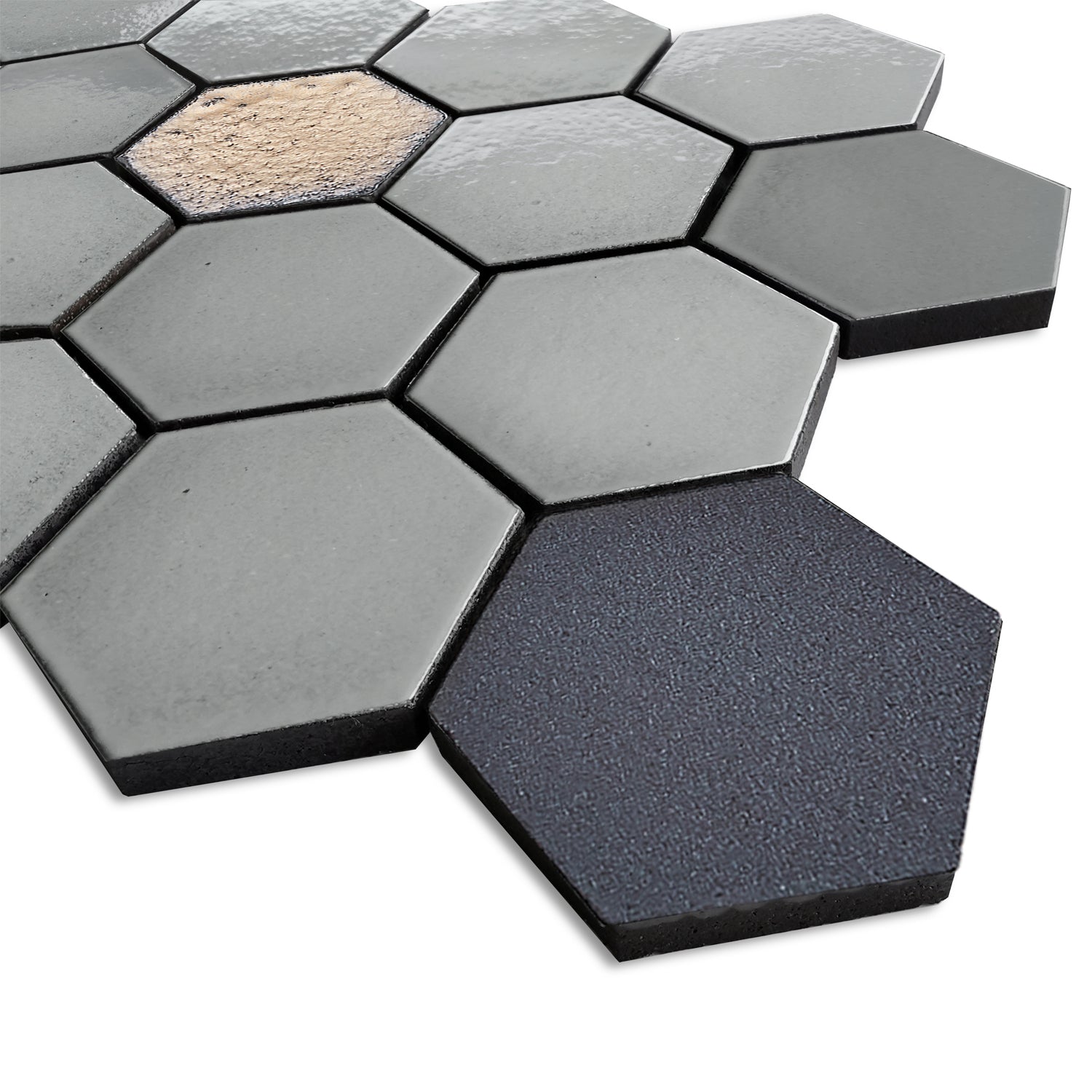 Lugo Lava Stone Mosaic Floor and Wall Tile in Grey