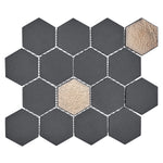 Load image into Gallery viewer, Lugo Lava Stone Mosaic Floor and Wall Tile in Dark Gray
