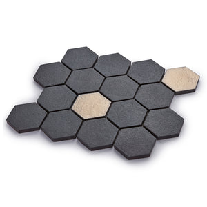 Lugo Lava Stone Mosaic Floor and Wall Tile in Dark Gray