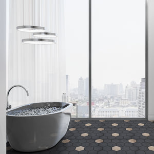 Lugo Lava Stone Mosaic Floor and Wall Tile in Dark Gray