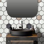 Load image into Gallery viewer, Lugo Lava Stone Mosaic Floor and Wall Tile in White
