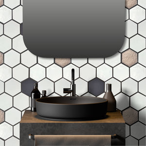 Lugo Lava Stone Mosaic Floor and Wall Tile in White