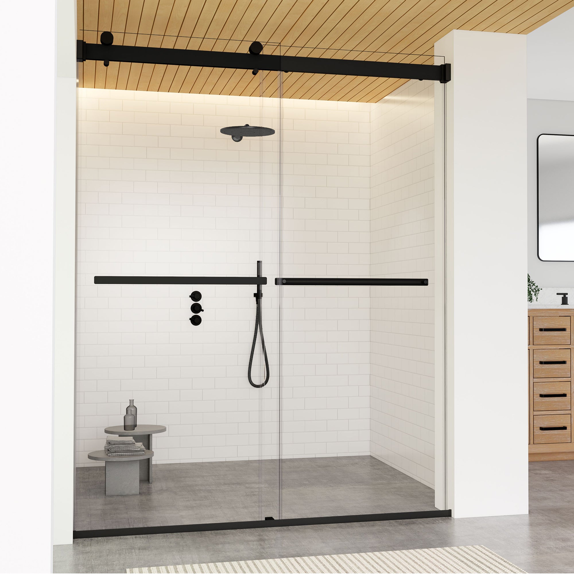 Marcelo 60" W x 76" H By Pass Frameless Shower Door with Clear Glass