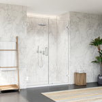 Load image into Gallery viewer, Roisin 52&quot; W x 74&quot; H Frameless Hinged Shower Door with Clear Glass
