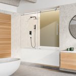 Load image into Gallery viewer, Lazaro 60&quot; W x 58&quot; H Single Sliding Frameless Tub Door with Clear Glass

