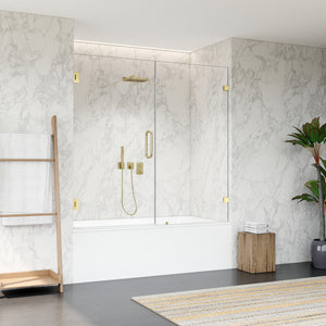 Roisin 60" W x 58" H Frameless Hinged Tub Door with Clear Glass