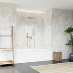Load image into Gallery viewer, Roisin 60&quot; W x 58&quot; H Frameless Hinged Tub Door with Clear Glass
